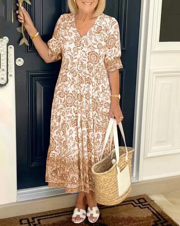 Keisha | Vestido Floral con Escote en V Elegante