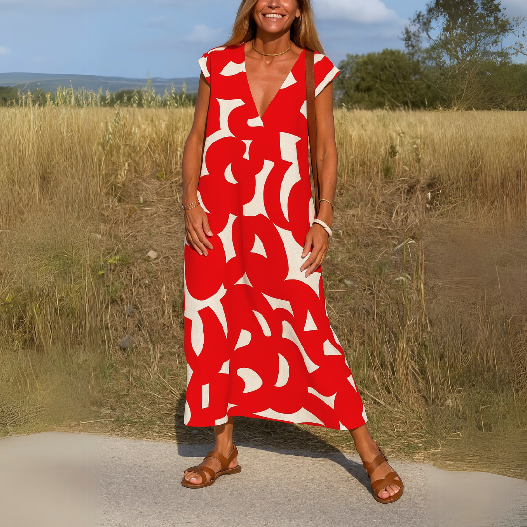 Magda - Vestido fluido con escote en pico