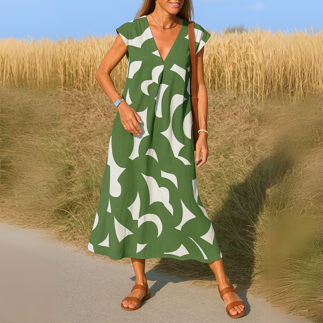 Magda - Vestido fluido con escote en pico