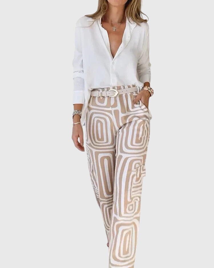 Emilia™ | Pantalones elegantes + blusa y cinturón gratis