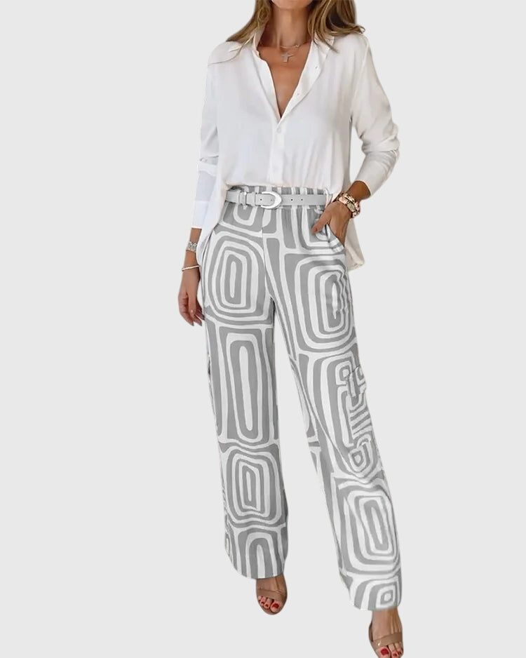 Emilia™ | Pantalones elegantes + blusa y cinturón gratis