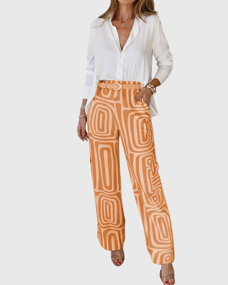 Emilia™ | Pantalones elegantes + blusa y cinturón gratis