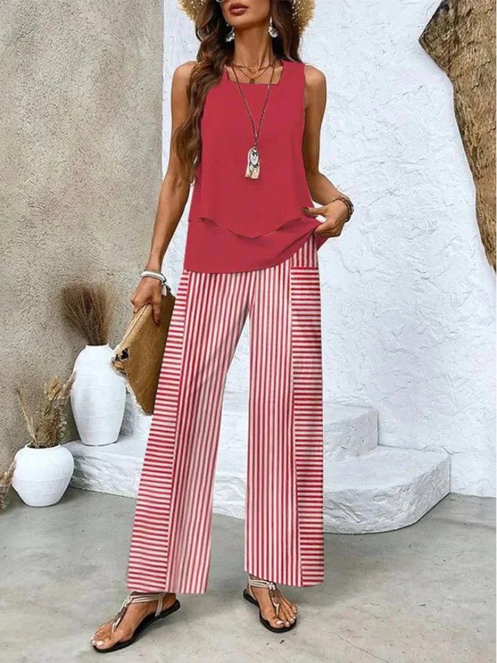 Ovelynra™ | Conjunto de Top Sin Mangas y Pantalones de Pierna Ancha
