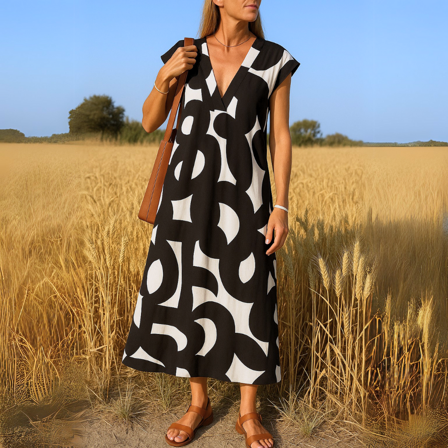 Magda - Vestido fluido con escote en pico