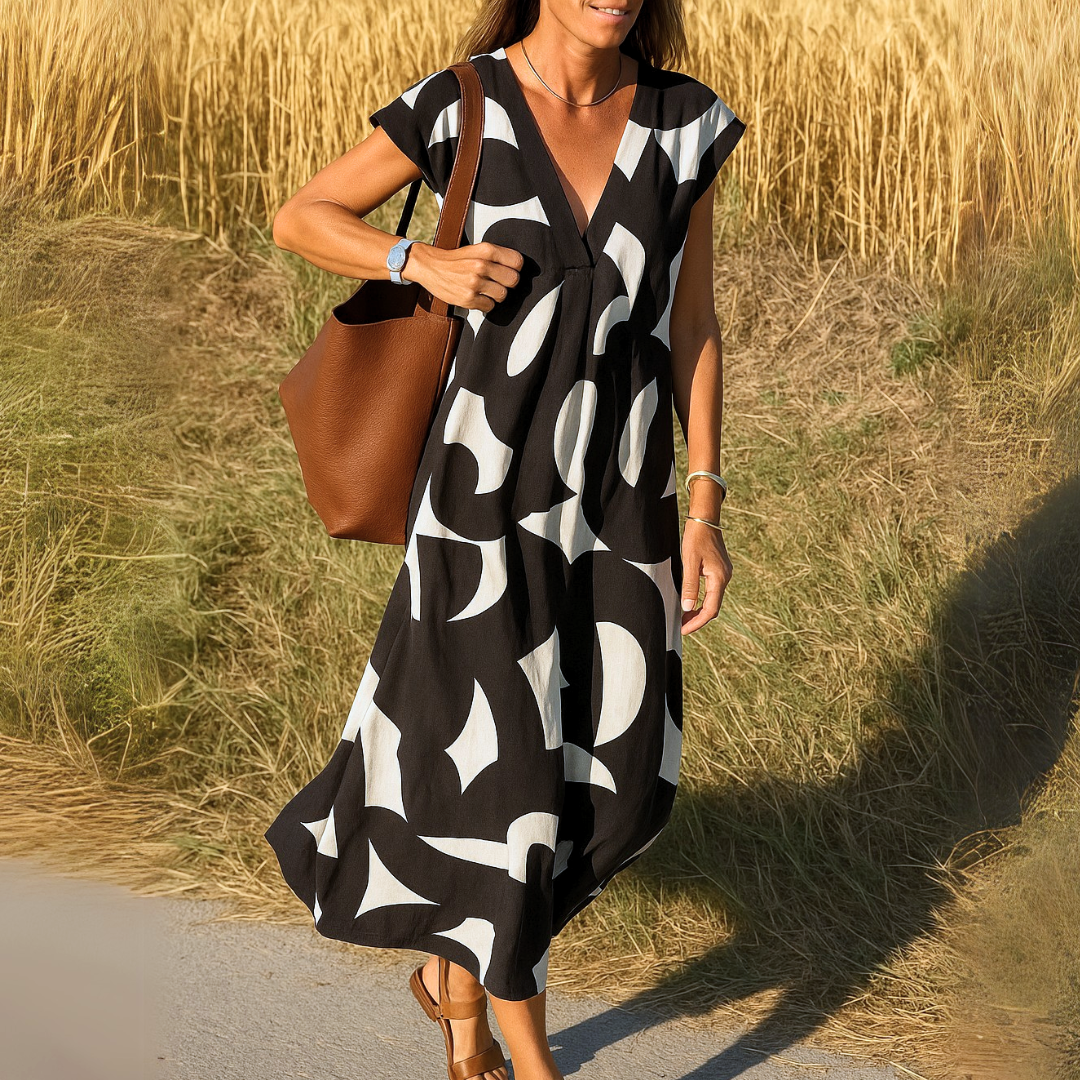 Magda - Vestido fluido con escote en pico