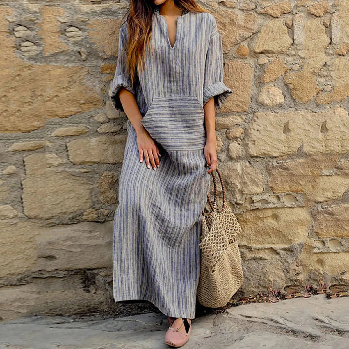 Yvonne - Vestido Maxi a Rayas