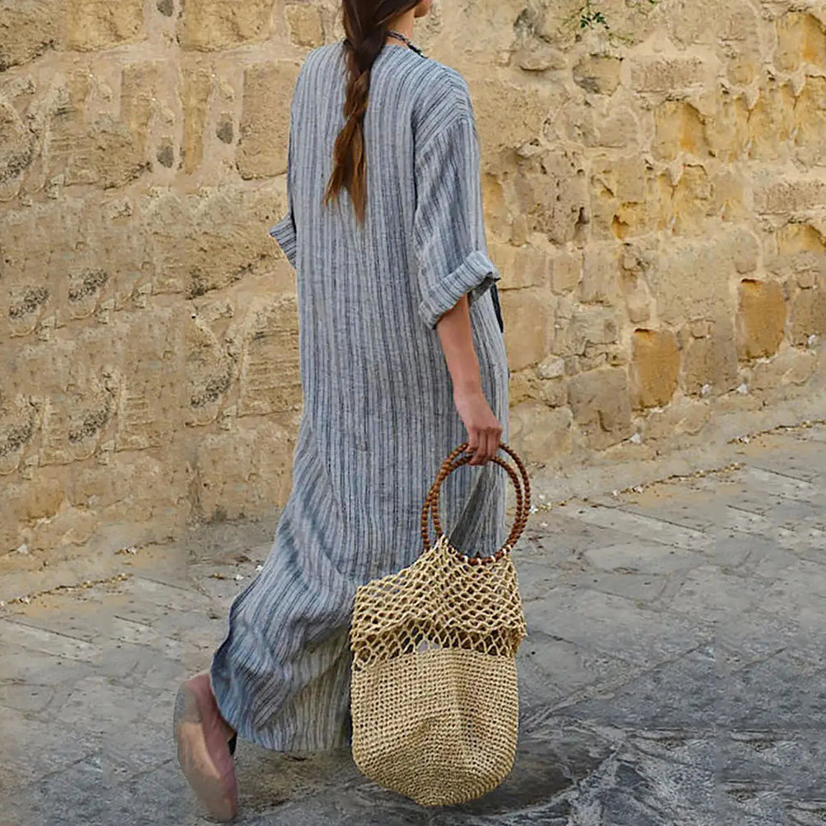 Yvonne - Vestido Maxi a Rayas