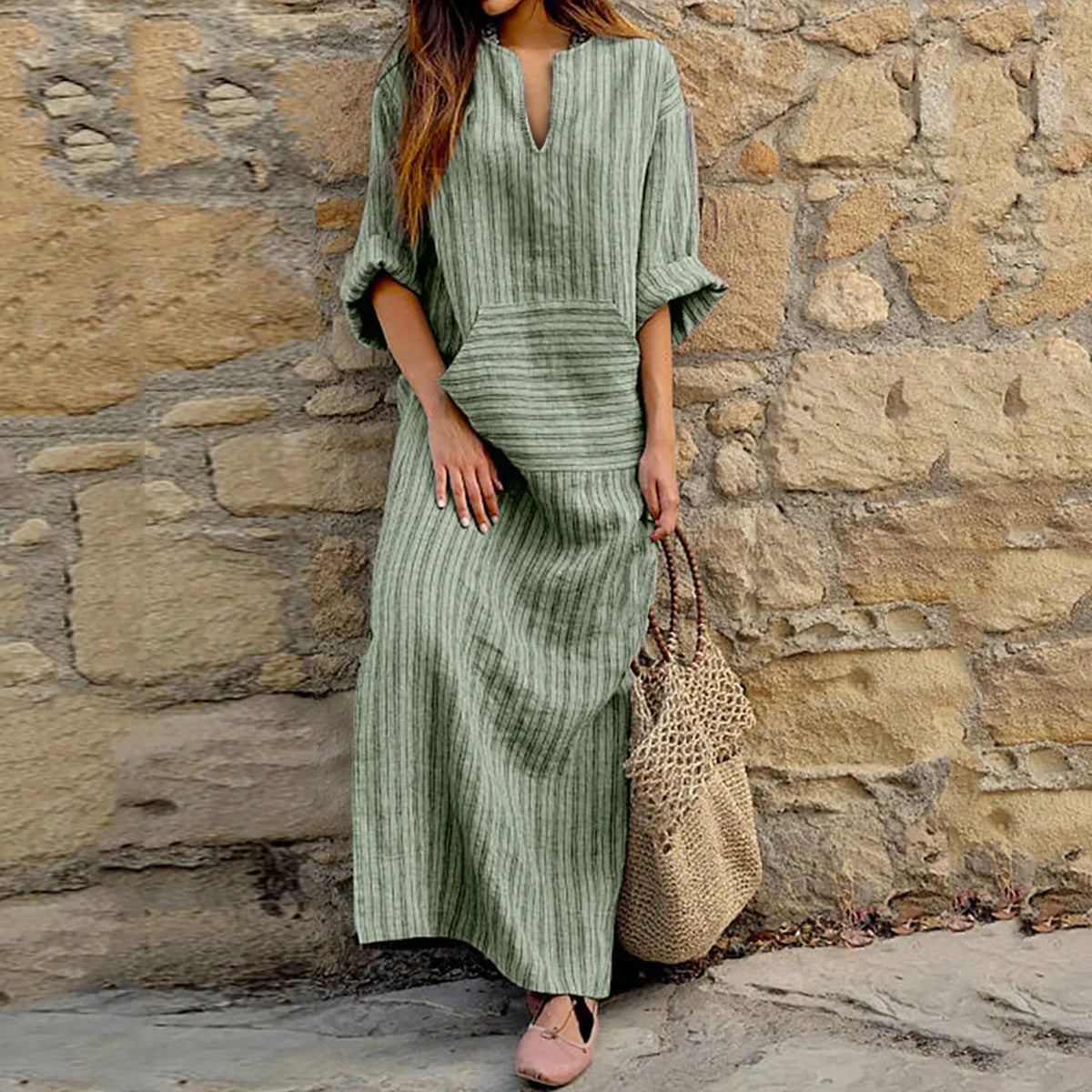 Yvonne - Vestido Maxi a Rayas