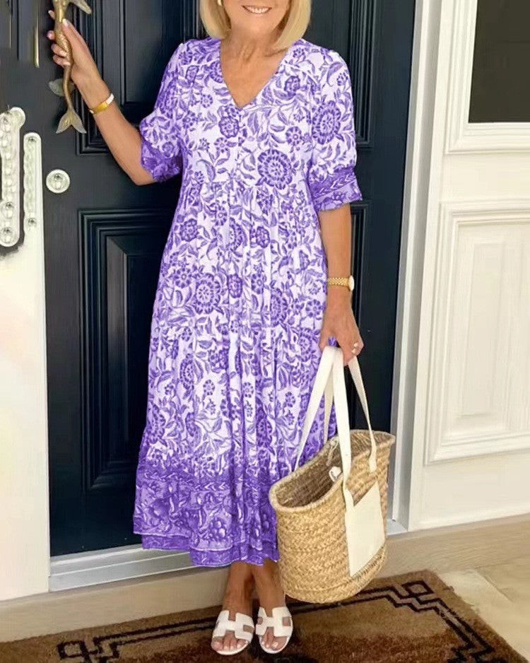 Keisha | Vestido Floral con Escote en V Elegante