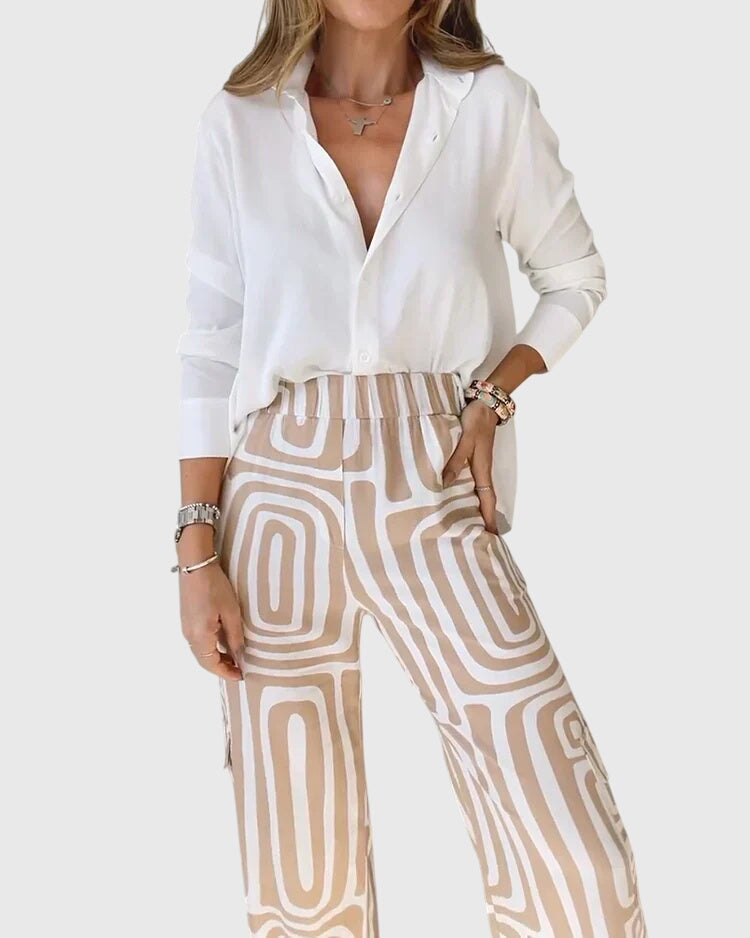 Emilia™ | Pantalones elegantes + blusa y cinturón gratis
