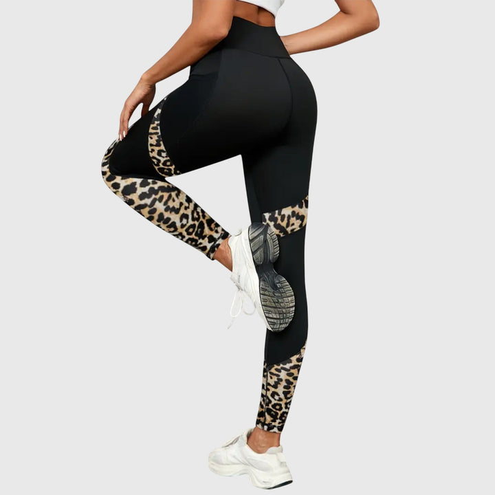 Pantalones de entrenamiento con estampado de leopardo de cintura alta
