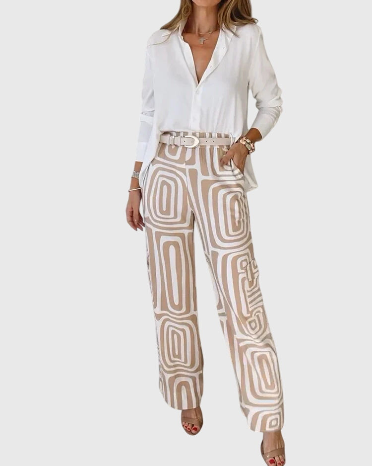 Emilia™ | Pantalones elegantes + blusa y cinturón gratis