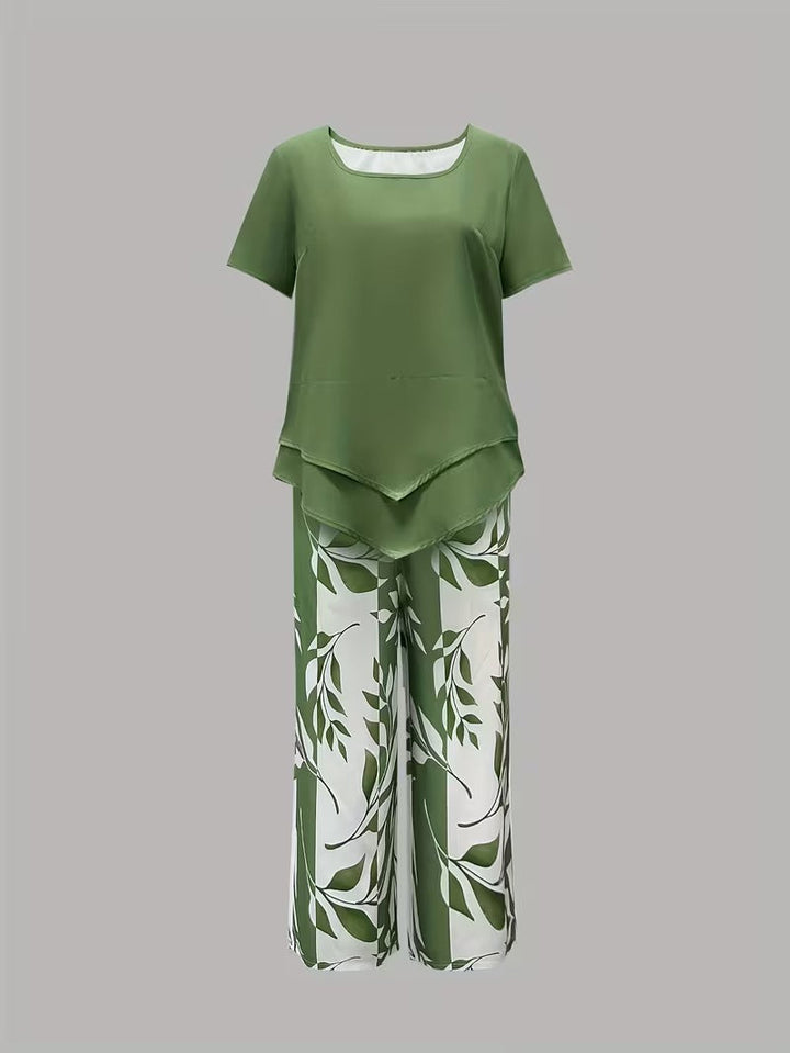 Avy™ | Conjunto de Dos Piezas con Estampado de Hojas Casual