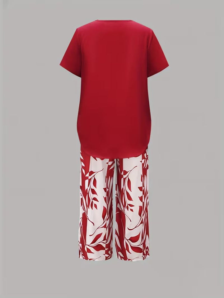 Avy™ | Conjunto de Dos Piezas con Estampado de Hojas Casual